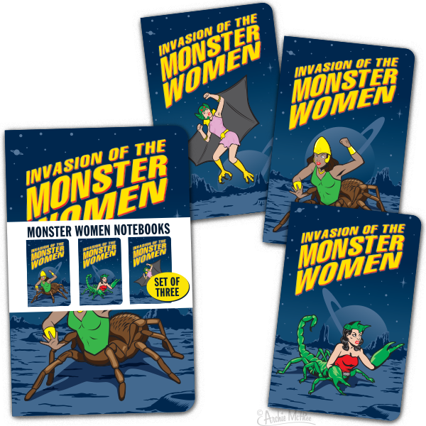 Monster Women Notebooks - Set of 3