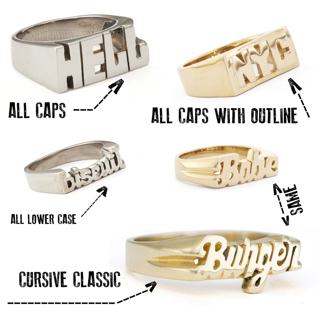 Name plate gold ring online