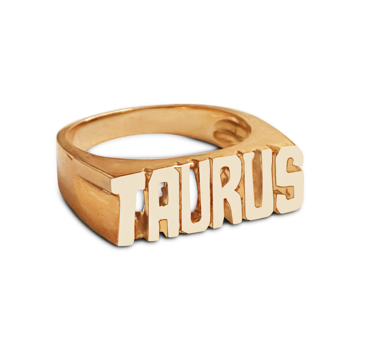 Taurus Ring - Block Font